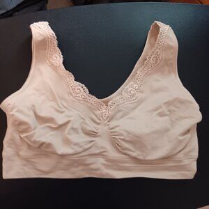 BREEZIES  WOMEN'S 2X TAN LACE KNIT BRALETTE GUC